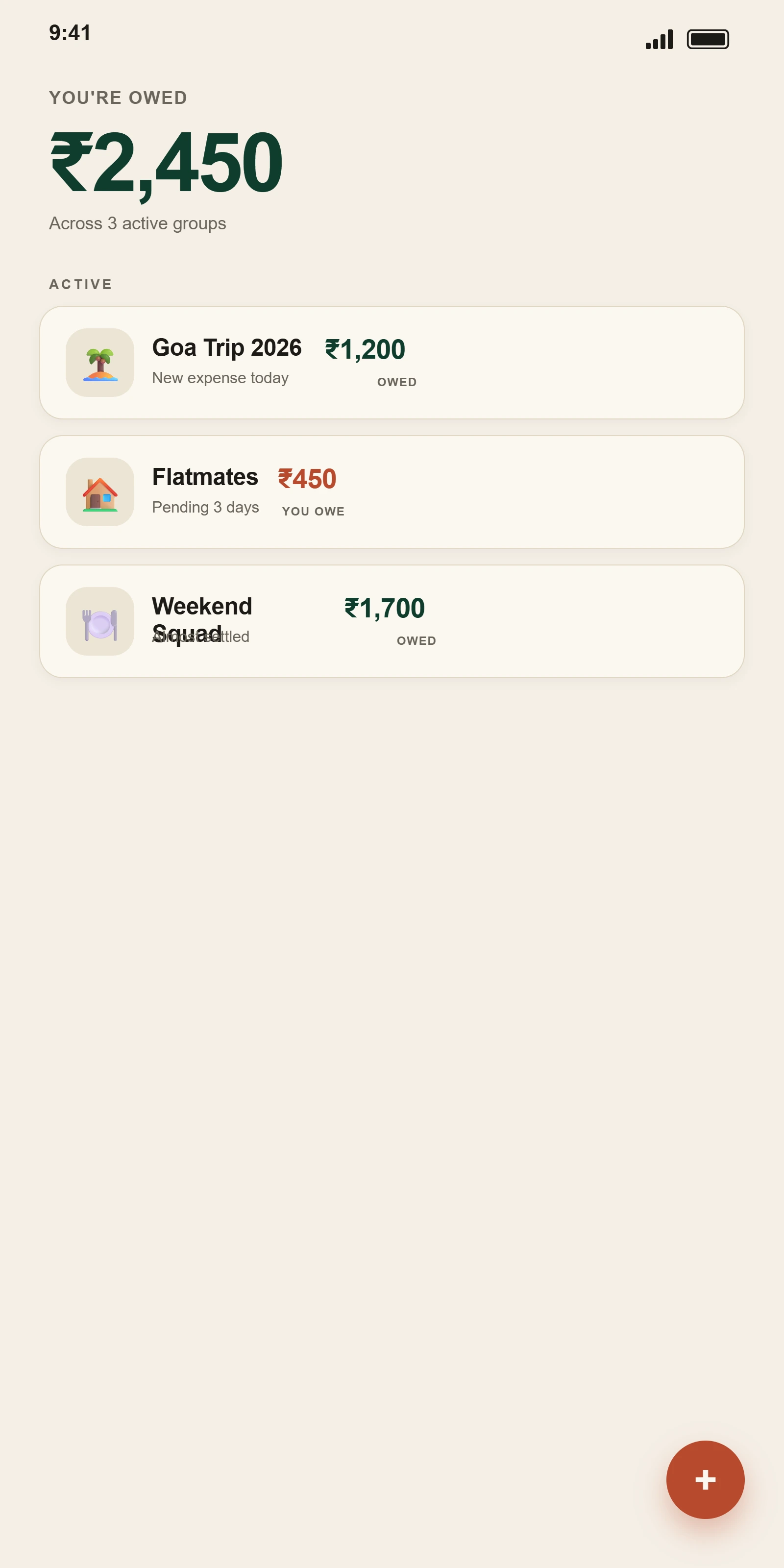 Pick a group type in The Hisaab